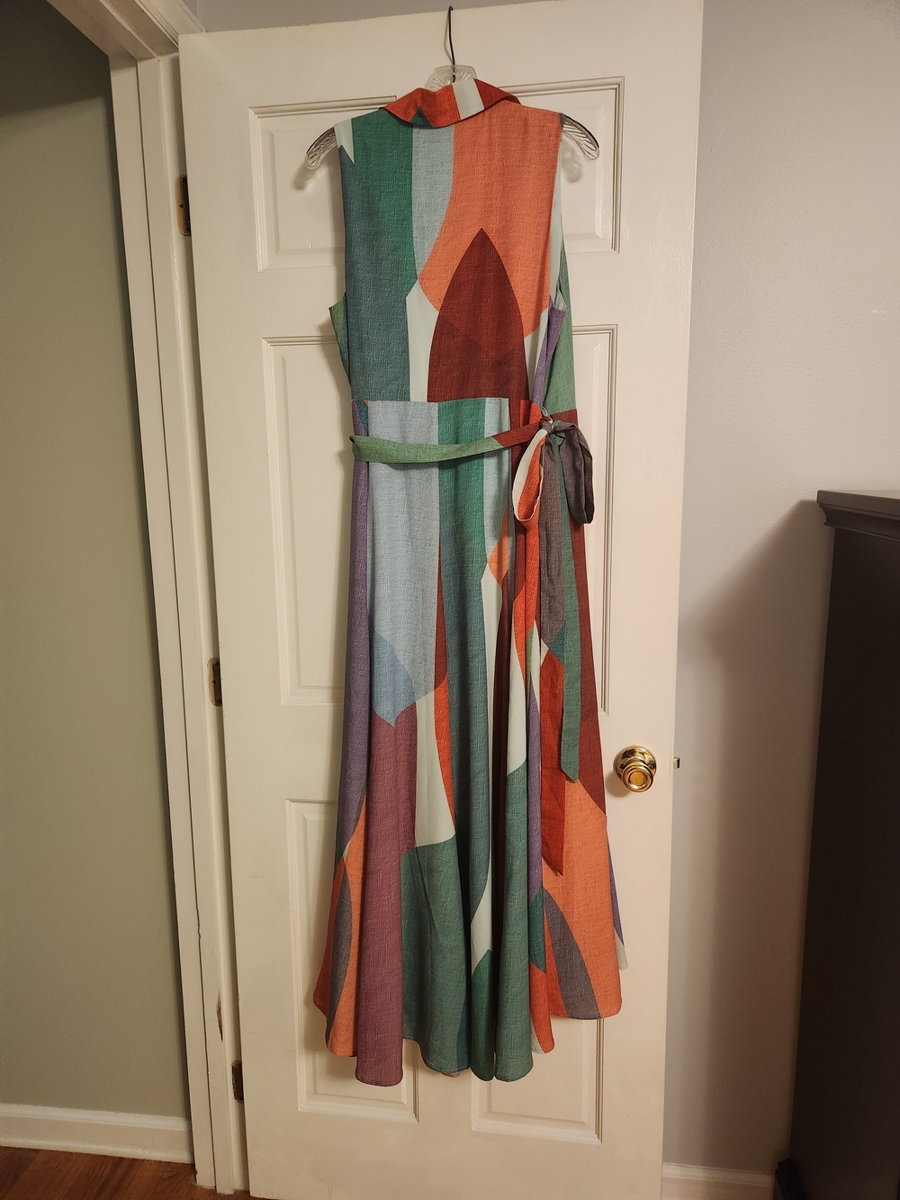 Hutch Colorblock Sleeveless Wrap Maxi Dress in Orange, Green, Purple - Picture 2 of 4